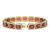 Image 2 : 26.38 CTW Tourmaline & Diamond Halo Bracelet 10K Yellow Gold - REF-453M3H - 41398