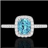 1.25 CTW Sky Blue Topaz & Micro Pave VS/SI Diamond Halo Ring 10K White Gold - REF-34N5Y - 22912