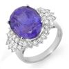 Image 1 : 11.25 CTW Tanzanite & Diamond Ring 18K White Gold - REF-406W4F - 14517