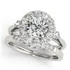 1.37 CTW Certified VS/SI Diamond 2Pc Wedding Set Solitaire Halo 14K White Gold - REF-220K2W - 30762