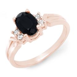 1.29 CTW Blue Sapphire & Diamond Ring 14K Rose Gold - REF-24K9W - 12375