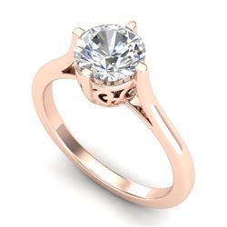 1.25 CTW VS/SI Diamond Solitaire Art Deco Ring 18K Rose Gold - REF-490F9N - 37227