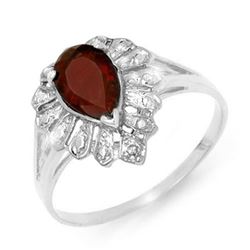 1.11 CTW Garnet & Diamond Ring 18K White Gold - REF-24N8Y - 13609