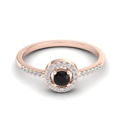 0.50 CTW Micro Pave VS/SI Diamond Ring Solitaire Halo 14K Rose Gold - REF-35K3W - 20693