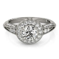 1 CTW Certified VS/SI Diamond Solitaire Halo Ring 18K White Gold - REF-147Y3K - 26982