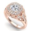 1.75 CTW VS/SI Diamond Solitaire Art Deco Ring 18K Rose Gold - REF-436Y4K - 37320