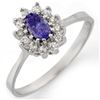 0.60 CTW Tanzanite & Diamond Ring 14K White Gold - REF-27K8W - 10768