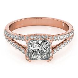 2.05 CTW Certified VS/SI Princess Diamond Solitaire Halo Ring 18K Rose Gold - REF-661A4X - 27109