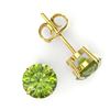 Image 2 : 4 CTW Peridot Designer Inspired Solitaire Stud Earrings 18K Yellow Gold - REF-32X2T - 21834