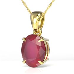 3.50 CTW Ruby Designer Inspired Solitaire Necklace 18K Yellow Gold - REF-33F3N - 21879