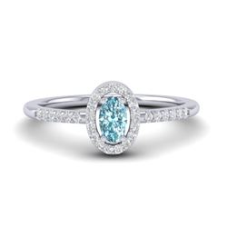 0.50 CTW Topaz & Micro Pave VS/SI Diamond Ring Halo 18K White Gold - REF-31A3X - 21381