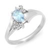 0.52 CTW Blue Topaz & Diamond Ring 18K White Gold - REF-30A9X - 12399