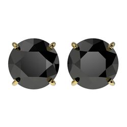 2.60 CTW Fancy Black VS Diamond Solitaire Stud Earrings 10K Yellow Gold - REF-52M8H - 36685