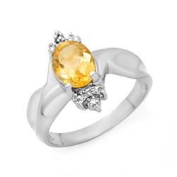 1.09 CTW Citrine & Diamond Ring 10K White Gold - REF-18X2T - 13951