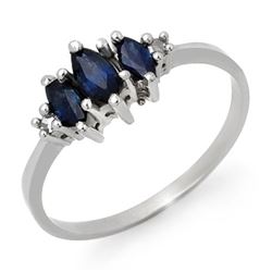 0.66 CTW Blue Sapphire & Diamond Ring 18K White Gold - REF-23A3X - 12926