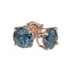 Image 4 : 1.08 CTW Certified Intense Blue SI Diamond Solitaire Stud Earrings 10K Rose Gold - REF-87Y2K - 36593