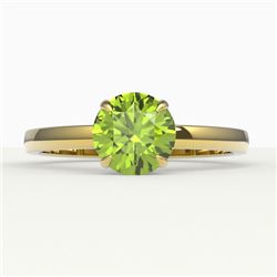 2 CTW Peridot Designer Inspired Solitaire Engagement Ring 18K Yellow Gold - REF-36T2M - 22234