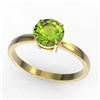 Image 2 : 2 CTW Peridot Designer Inspired Solitaire Engagement Ring 18K Yellow Gold - REF-36T2M - 22234
