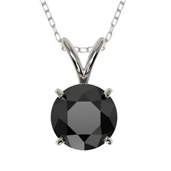 1 CTW Fancy Black VS Diamond Solitaire Necklace 10K White Gold - REF-26H3A - 33185