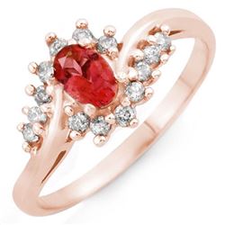 0.50 CTW Pink Tourmaline & Diamond Ring 14K Rose Gold - REF-31Y3K - 10400
