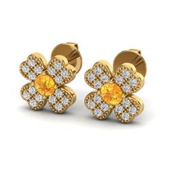 0.54 CTW Citrine & Micro Pave VS/SI Diamond Earrings 18K Yellow Gold - REF-29K6W - 20043