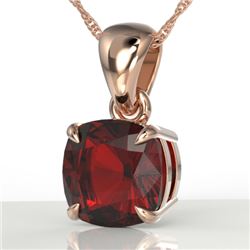1.50 Cushion Cut CTW Garnet Designer Solitaire Necklace 14K Rose Gold - REF-20X2T - 21942