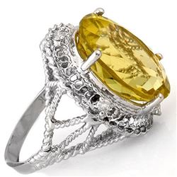 16.15 CTW Lemon Topaz & Diamond Ring 10K White Gold - REF-52W4F - 10680