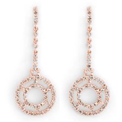 1.0 CTW Certified VS/SI Diamond Earrings 14K Rose Gold - REF-109A3X - 10303