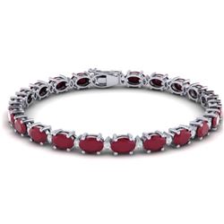 30.8 CTW Ruby & VS/SI Certified Diamond Eternity Bracelet 10K White Gold - REF-217T5M - 29459