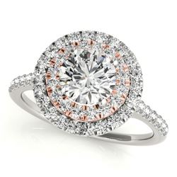 1.25 CTW Certified VS/SI Diamond Solitaire Halo Ring 18K White & Rose Gold - REF-214H9A - 26223