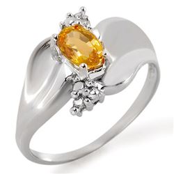 0.79 CTW Yellow Sapphire & Diamond Ring 18K White Gold - REF-48H2A - 11418