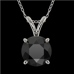 1.25 CTW Fancy Black VS Diamond Solitaire Necklace 10K White Gold - REF-29F5N - 33204