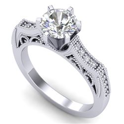 1.25 CTW VS/SI Diamond Solitaire Art Deco Ring 18K White Gold - REF-400H2A - 37073