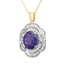 5.60 CTW Tanzanite & Diamond Pendant 14K Yellow Gold - REF-213A6X - 13996