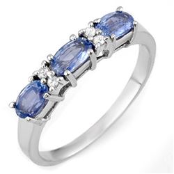 1.33 CTW Sapphire & Diamond Ring 10K White Gold - REF-29F3N - 11288