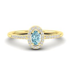 0.50 CTW Topaz & Micro Pave VS/SI Diamond Ring Halo 18K Yellow Gold - REF-31F3N - 21382