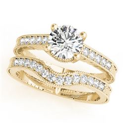 1.74 CTW Certified VS/SI Diamond Solitaire 2Pc Wedding Set Antique 14K Yellow Gold - REF-515A8X - 31