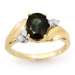 1.67 CTW Blue Sapphire & Diamond Ring 10K Yellow Gold - REF-21X3T - 13011