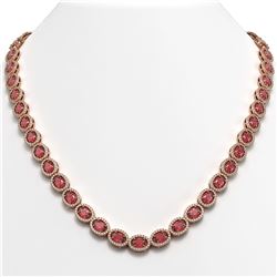 31.1 CTW Tourmaline & Diamond Halo Necklace 10K Rose Gold - REF-600M2H - 40419
