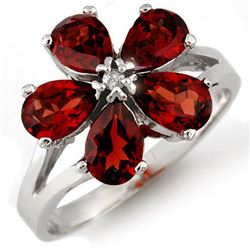 2.52 CTW Garnet & Diamond Ring 10K White Gold - REF-18T2M - 10540