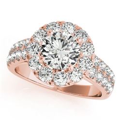1.75 CTW Certified VS/SI Diamond Solitaire Halo Ring 18K Rose Gold - REF-255F3N - 26438