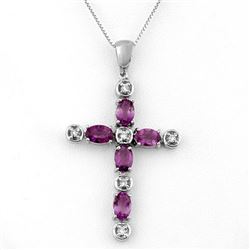2.15 CTW Amethyst & Diamond Necklace 10K White Gold - REF-33H6A - 10959