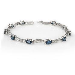 4.25 CTW Blue Sapphire & Diamond Bracelet 10K White Gold - REF-53H3A - 10282