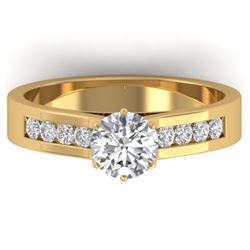 1.1 CTW Certified VS/SI Diamond Solitaire Art Deco Ring 14K Yellow Gold - REF-188T2M - 30347
