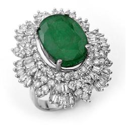 11.65 CTW Emerald & Diamond Ring 18K White Gold - REF-441H6A - 13000
