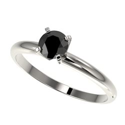 0.50 CTW Fancy Black VS Diamond Solitaire Engagement Ring 10K White Gold - REF-23A3X - 32858