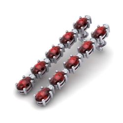 15.47 CTW Garnet & VS/SI Certified Diamond Tennis Earrings 10K White Gold - REF-74X8T - 29480