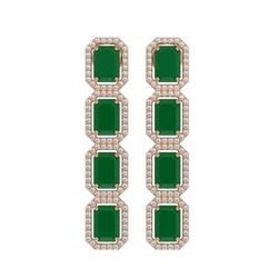 12.33 CTW Emerald & Diamond Halo Earrings 10K Rose Gold - REF-178A2X - 41427