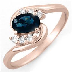 0.70 CTW Blue Sapphire & Diamond Ring 14K Rose Gold - REF-23H3A - 10593