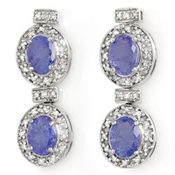 5.75 CTW Tanzanite & Diamond Earrings 14K White Gold - REF-154K5W - 14215